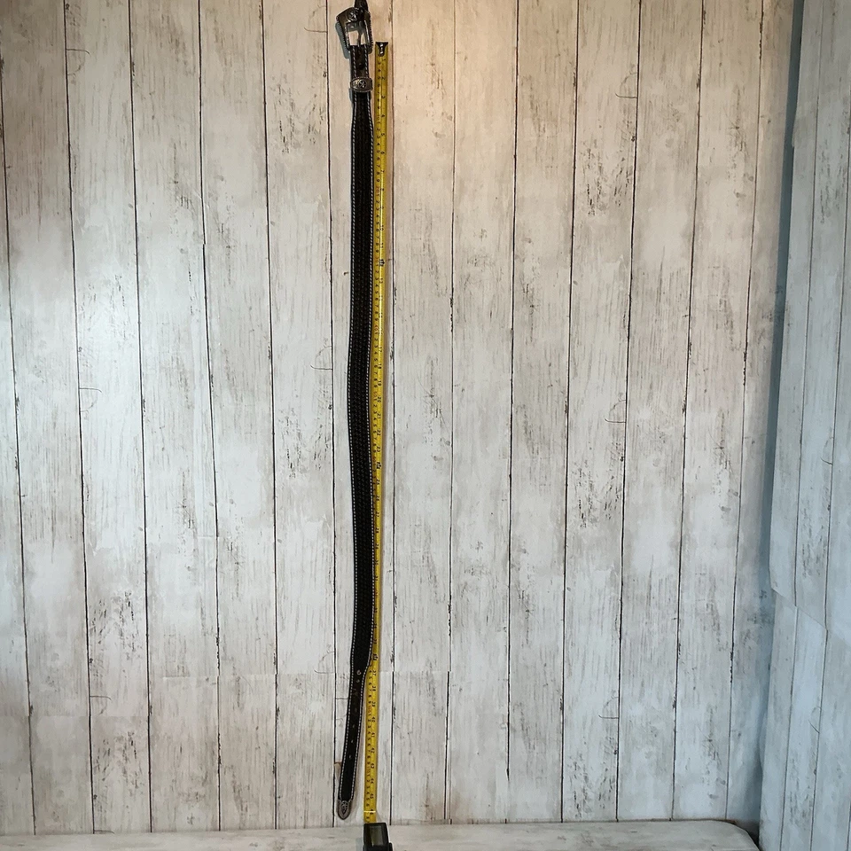 New!  Women's 45” Tooled Black Leather Belt - Image 4 of 4