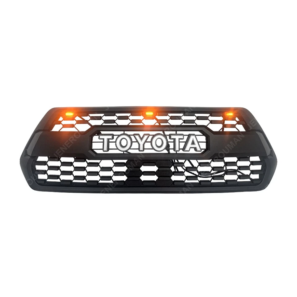 For 16-23 Toyota Tacoma Front Bumper Upper Grille Grill TRD Pro Style With Light - Image 3 of 4