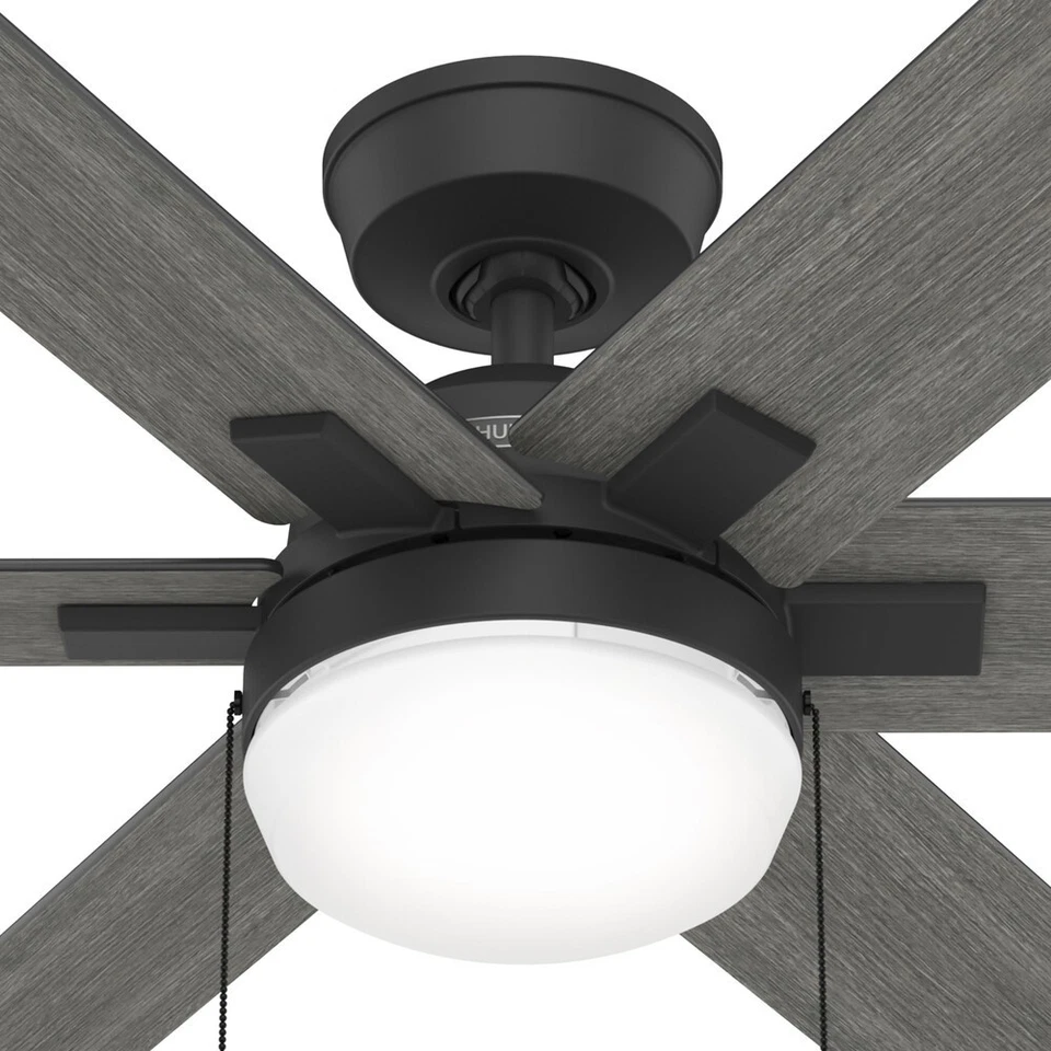 Hunter Fan 52 inch Traditioanl Matte Black Ceiling fan with Light and Pull Chain
