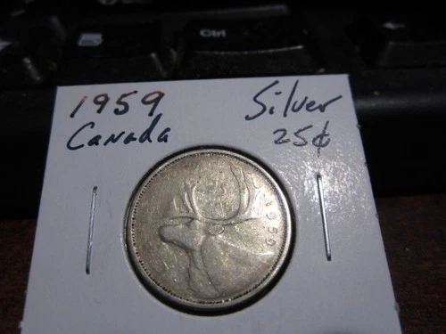 Canada 1959 - 25 Cent Quarter Canadian Coin - 80% Silver