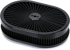 12"x2" Oval Air Cleaner Filter Assembly 5-1/8" Carb Neck w/Flow-Thru Lid High F