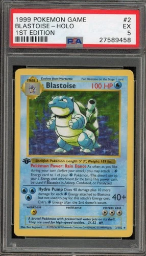 Pokemon Blastoise Base Set Shadowless 1st Edition Holo Rare #2 PSA 5
