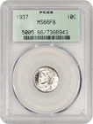 1937 10C Mercury Silver Dime PCGS MS66 FB Full Split Band Gem Uncirculated Coin