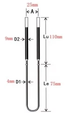 Mosi2 Heater Element 4/9 25mm 110 75 1800c