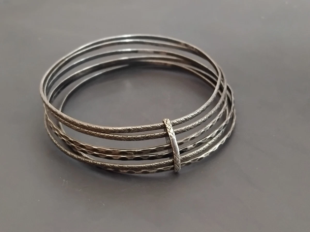 Bracelets Jonc Semainier En Argent Massif - Lot De 7 ? - Occasion