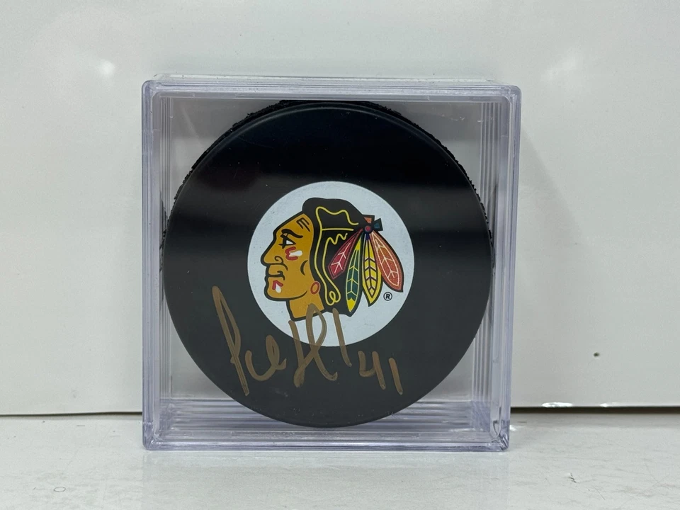 Jocelyn Thibault Chicago Blackhawks Firmado NHL Autógrafo Disco Dorado Automático Foto 2 de 4