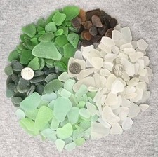 1 Pound Genuine Surf Tumbled Sea Glass Mix White Amber Green Puerto Rico 002