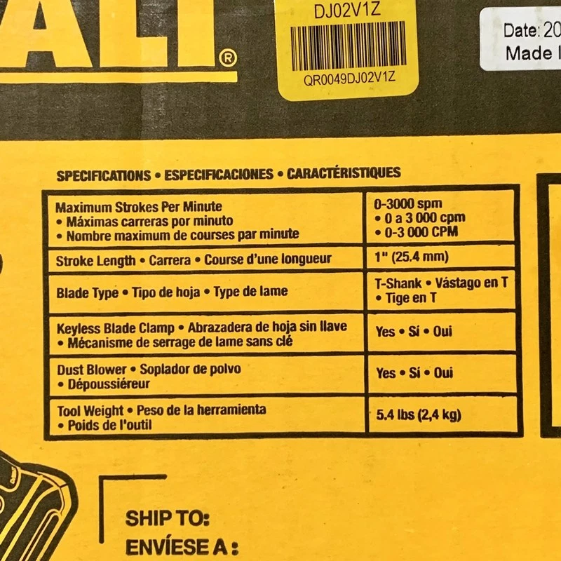 Serra gabarito DEWALT DCS331B 20V MAX 20 volts íon de lítio sem fio 4 posições SOMENTE FERRAMENTA - Imagem 3 de 4