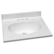 Design House 19" Cultured Marble Vanity Top with Backsplash Solid White 586172