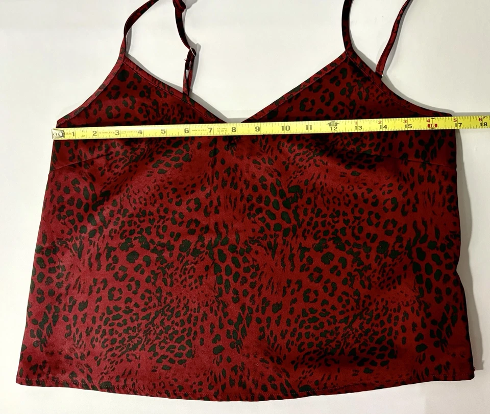 Correas de espagueti ajustables con estampado de leopardo Cami S vino y negro romance oscuro Foto 4 de 4