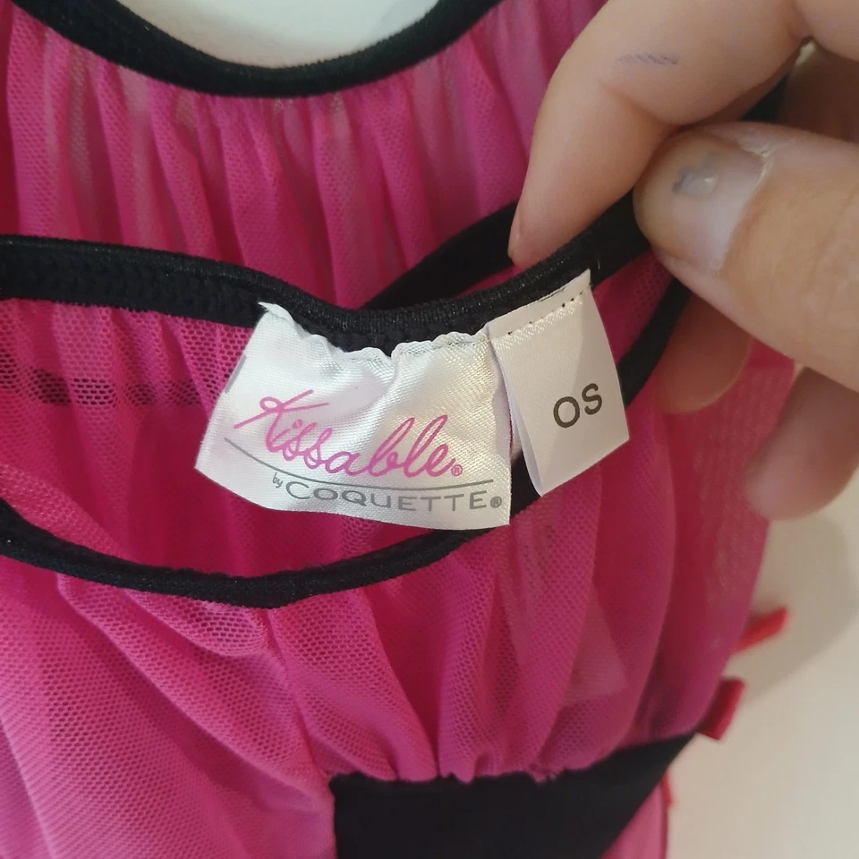 Kissable by Coquette Babydoll Nightie One Size Pink & Black Sheer - Image 3 of 4