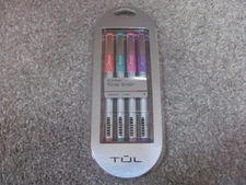 TUL Fine Liner Felt-Tip Pen, Fine, 1.0 mm, Silver Barrels, Assorted Inks 4 Pens