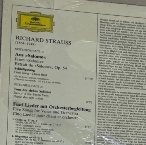 Strauss: Salome, Dance of Seven Veils, 5 Songs, 1978 Made in Germany - NM Vinyl - Image 4 of 4