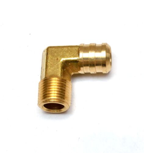 5/8" Hose ID Barbed 3/8" NPT Male Elbow Brass Fitting Air, Water, Oil, Gas - Picture 1 of 8