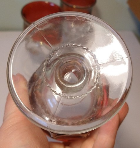 Lot/4 Vintage Tiffin Kings Crown Thumbprint Cranberry Ruby Red Flash Goblets MCM - Picture 4 of 4