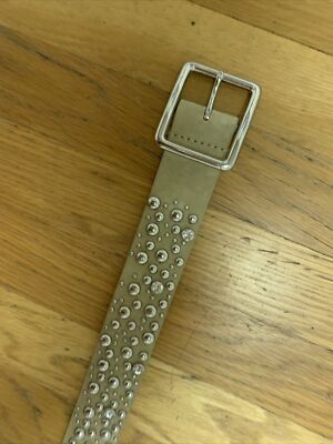 Express Beige/ Tan Belt Rhinestone Studded Leather Women display picture 2