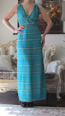MISSONI Runway Knitted/Crochet,Turquoise Lined Long Dress IT 40,US  4-6/XS-S,UK 8 | eBay
