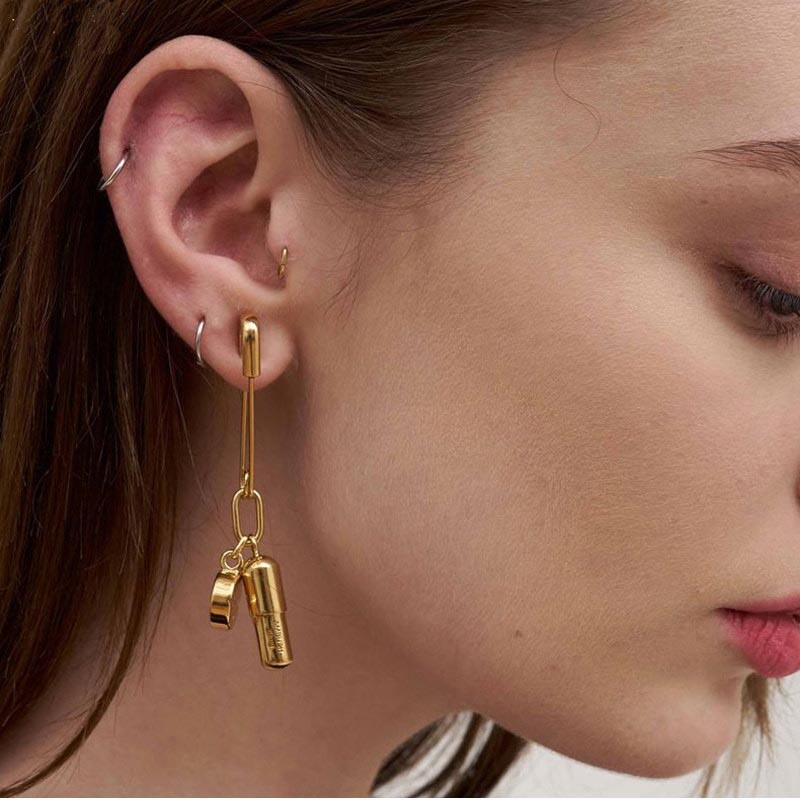 ピアス Ambush Battery Charm Single Earring AMBUSH Rose Charm Safty Pin Women Earring Drop Shape Single