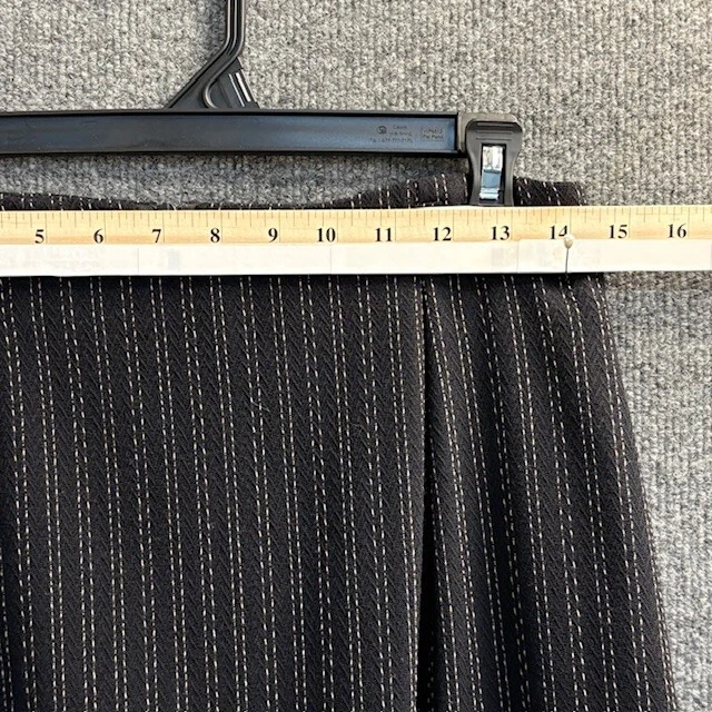 Dana Buchman Wool Blend Skirt Womens 10 Black Beige Dbl Pin Stripe Pockets Midi - Image 3 of 4