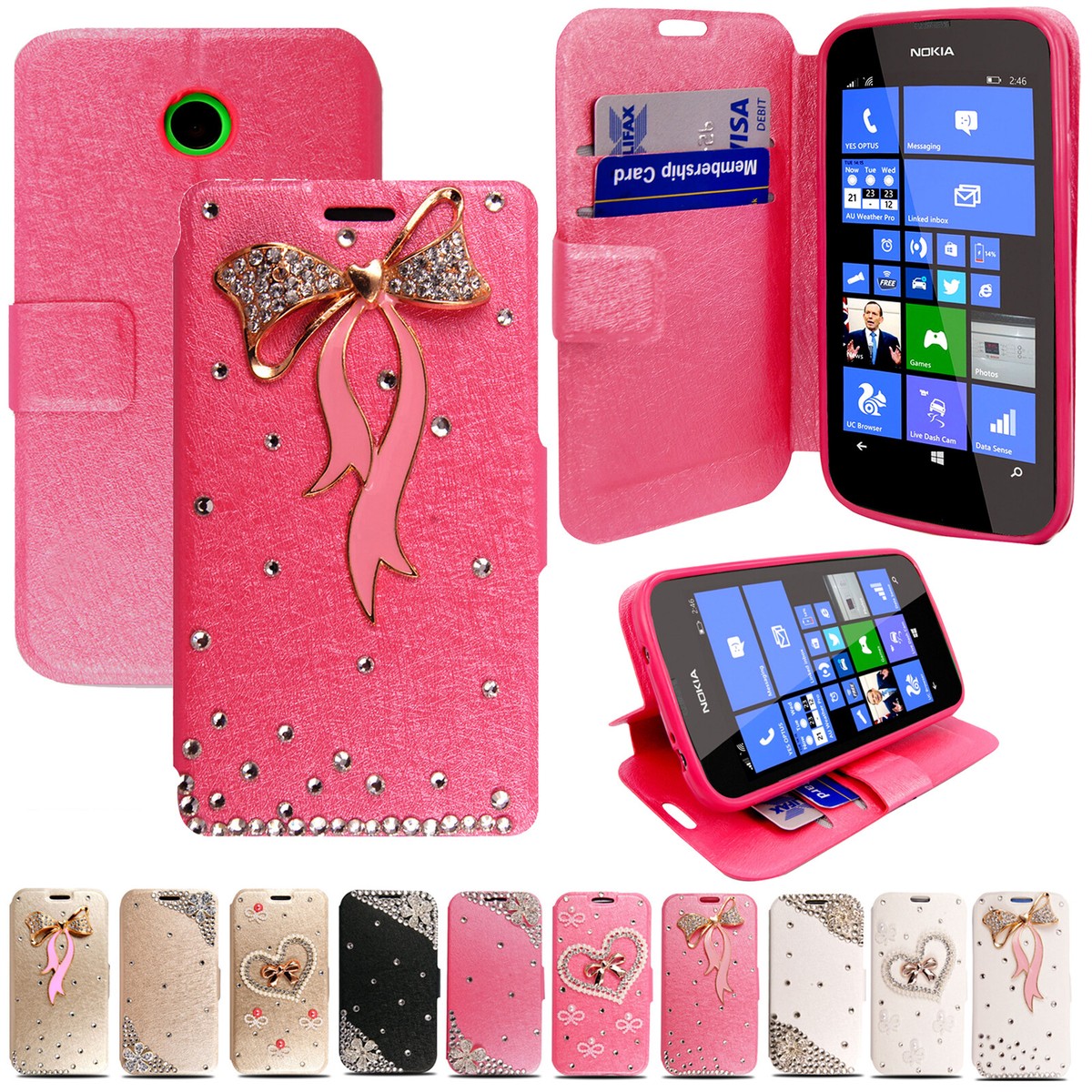 Case For Nokia Lumia 640 LTE 535 550 520 625 Glitter Leather Flip