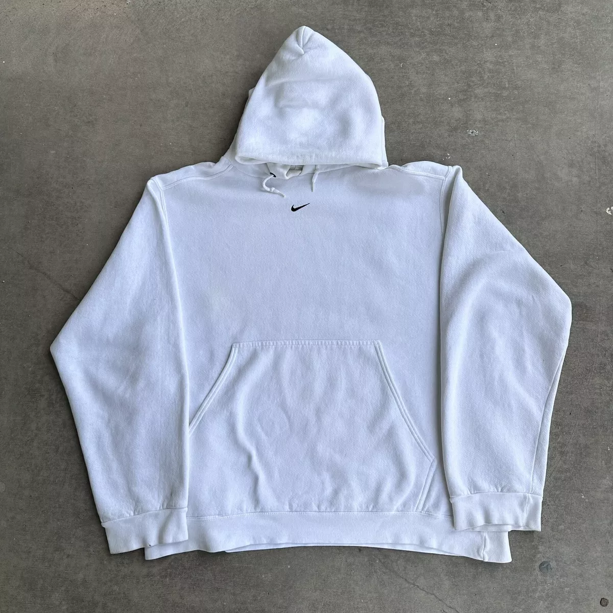 vintage nike 90s white center swoosh middle check hoodie large
