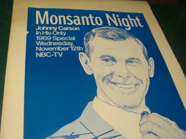Póster original 1969 Monsanto Night Johnny Carson 24x36 1/2 -- NBC-TV Foto 2 de 4