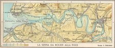 LA SENNA DA ROUEN ALLA FOCE 1958 map Atlas Zanichelli