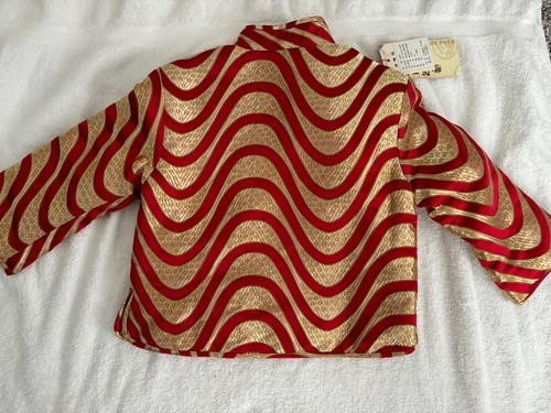 Little Girl's/Boys Chinese Red Silk Stripe Jacket Zhuoshang Brand - Picture 2 of 15