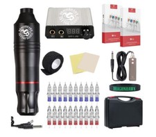 PROFESSIONAL Rotary Tattoo Machine Pen Kit Portable Cartridge Complete Supplies