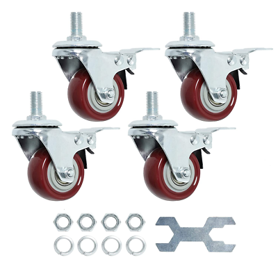 #ad Swivel Caster Wheels 2 Inch Heavy Duty Threaded Stem Casters 1 2quot; 13x1quot; Set of 4 $32.99