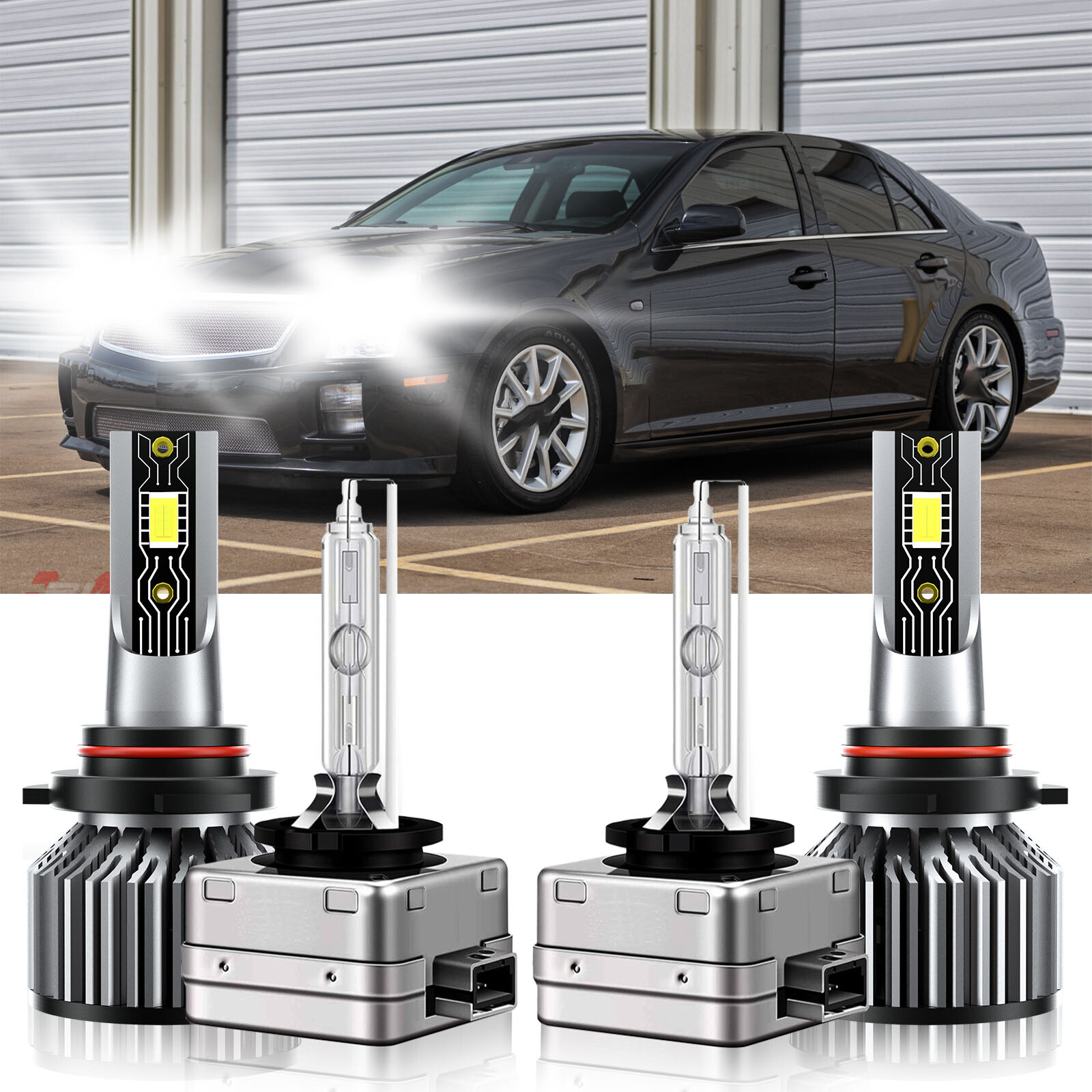 2005-2011 Cadillac STS 9005 D1S LED HID Headlight Bulbs Kit 6500K Bright Upgrade