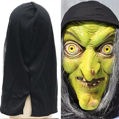 Horror Scary Witch Old Lady Evil Mask w/Wigs For Halloween Cosplay Party Costume - Picture 3 of 9
