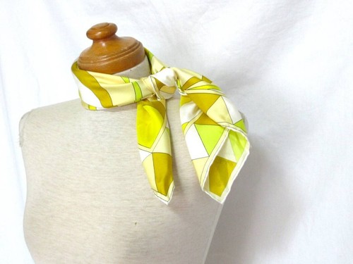 EMILIO PUCCI Silk Scarf Yellow Geometric Print 56.5cm Italy Made Vintage - Picture 2 of 10
