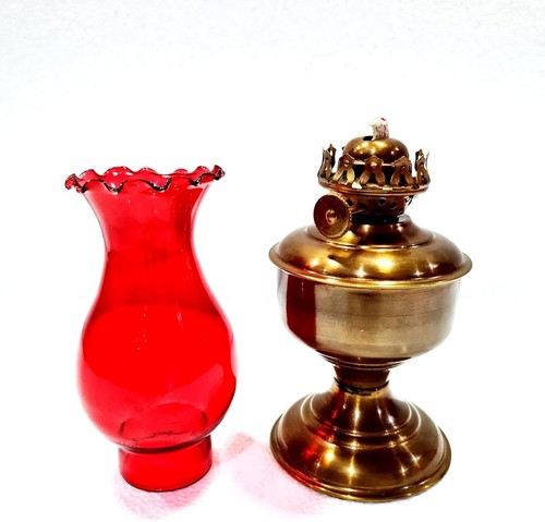 Nautical Antique Brown Brass Red Hurricane Oil Lamp Ship Boat Lantern Home Decor - Picture 2 of 5