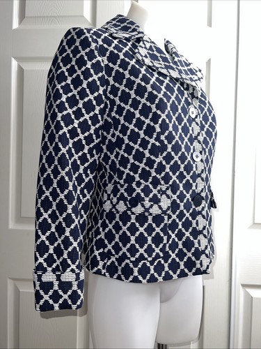 Talbots Jacquard Blazer Jacket Sz 6P NWT Navy/White - Picture 4 of 14