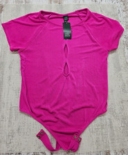Wild Fable Women's Bodysuit Cut-Out Design in front - Size XL Vibrant Pink