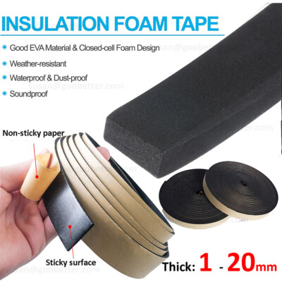 EVA Self Adhesive Backed Foam Sponge Strip Roll Sheet Tape Sticky Seal EPDM