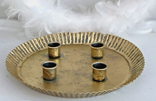 Shabby Tablett mit 4 Kerzenhalter Kerzentablett rund, Adventskranz Advent, Gold