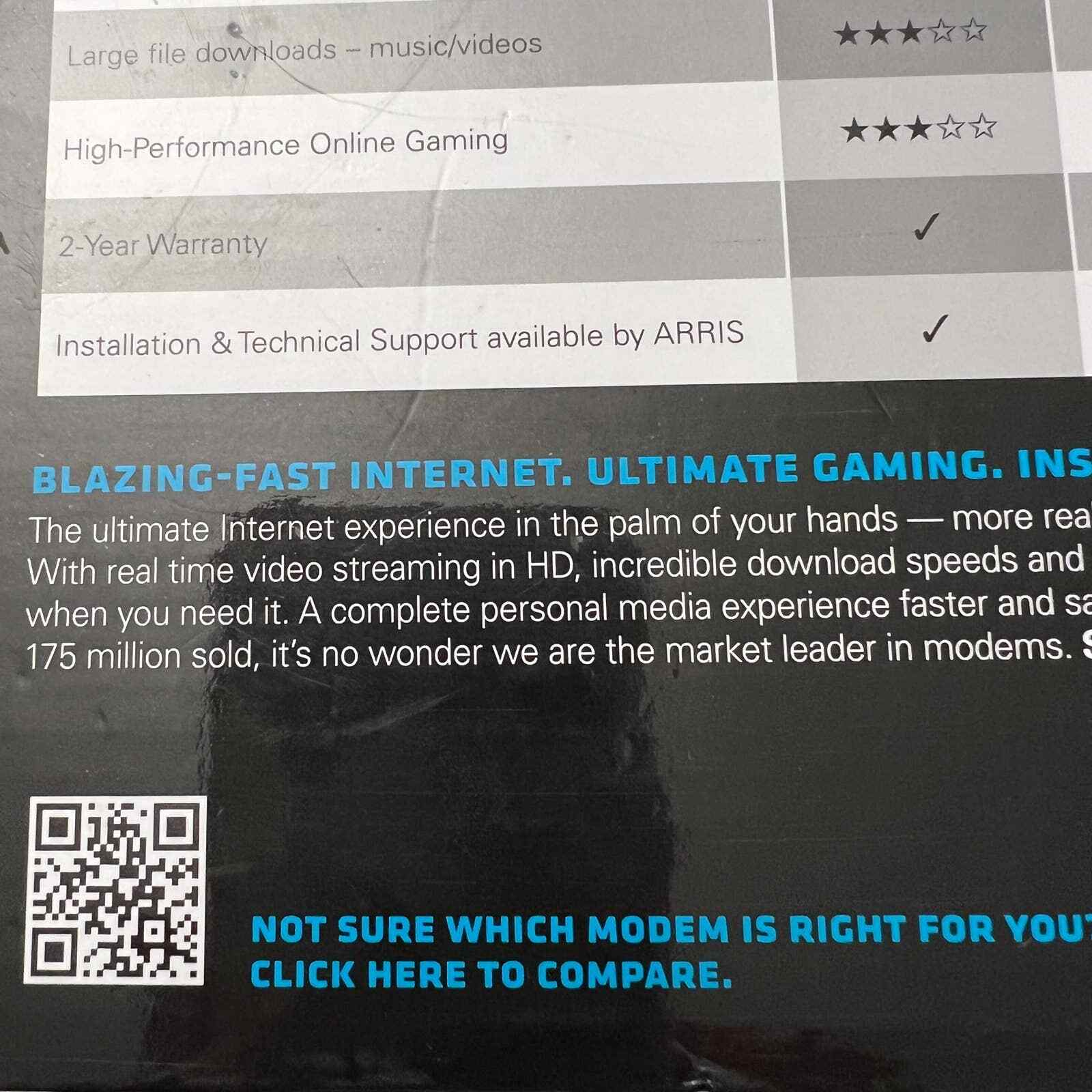 ARRIS SURFboard SB6141 OPTIMUM Compatible Cable Modem Black New Open