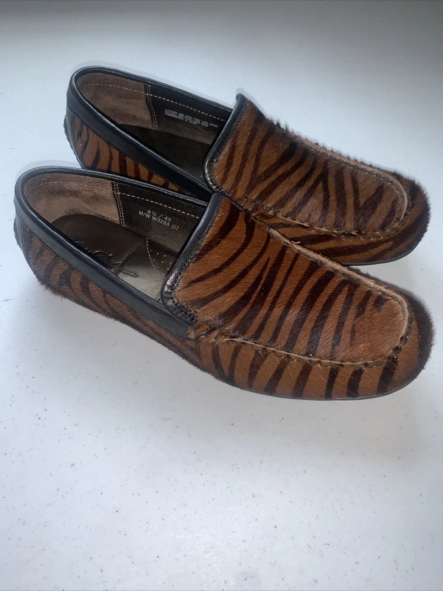 BORN Driving Shoes Womens Size 8.5 Zebra Print Dyed Pony Hair