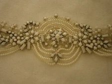 Kleinfeld Wedding Dress Ivory Sash Accessory Swarovski White Opals Pearls $630