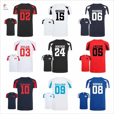 AWDIS JUST COOL Kinder Kontrast T-Shirt personalisiert Fußball Verein Name Nummer bedruckt Sport Top
