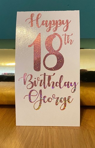 Personalised HAPPY BIRTHDAY Vinyl Sticker Decal Rose Gold Wine Bottle Glass Gift - Picture 12 of 13
