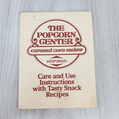Vintage 1982 West Bend The Popcorn Center Caramel Corn Maker Recipe BOOKLET ONLY