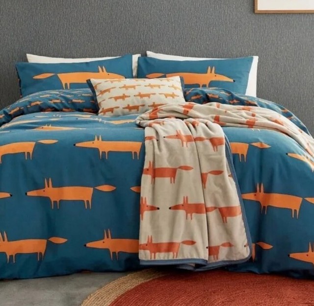 Scion Living Throw Mr Fox Fleece Throw 140 X 180cm soft plush Ivory