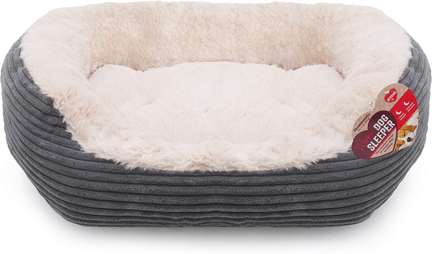 Offerta Cuccia Cane Piccola Taglia S Peluche Grigio Ovale Lavabile