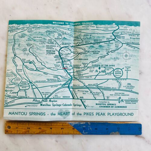 Manitou Springs the Heart of the Pikes Peak Playground Vintage Map Colorado - Picture 3 of 4