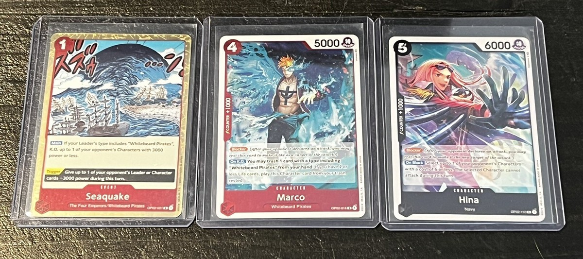 One Piece Paramount War 3 Card Lot Hina, Marco, Seaquake