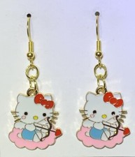 Gold Hello Kitty Cupid Drop Dangle Earrings 