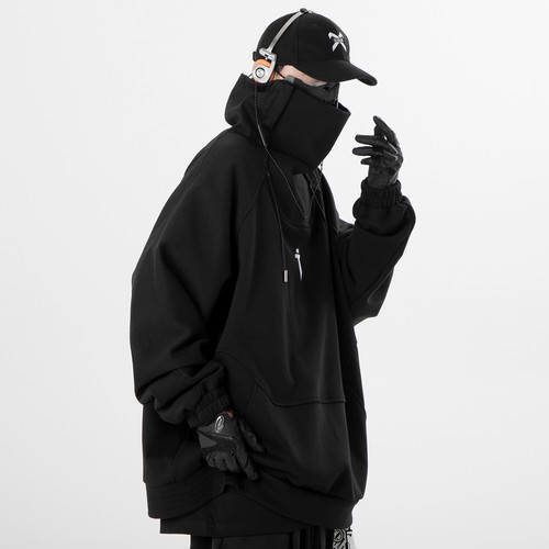Niepce Japanese Streetwear High Neck Sweatshirts Techwear Pullover for Men - Picture 3 of 37